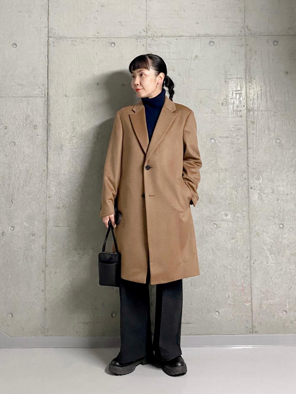 まらどな】 ユニクロ ウールカシミヤチェスターコート ブラウン