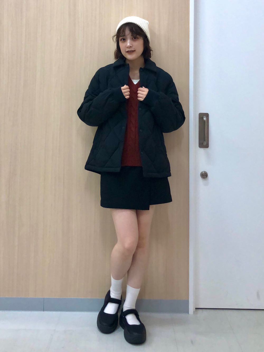 大人も挑戦しやすいミニ丈 UNIQLO（ユニクロ）ツイードスコート