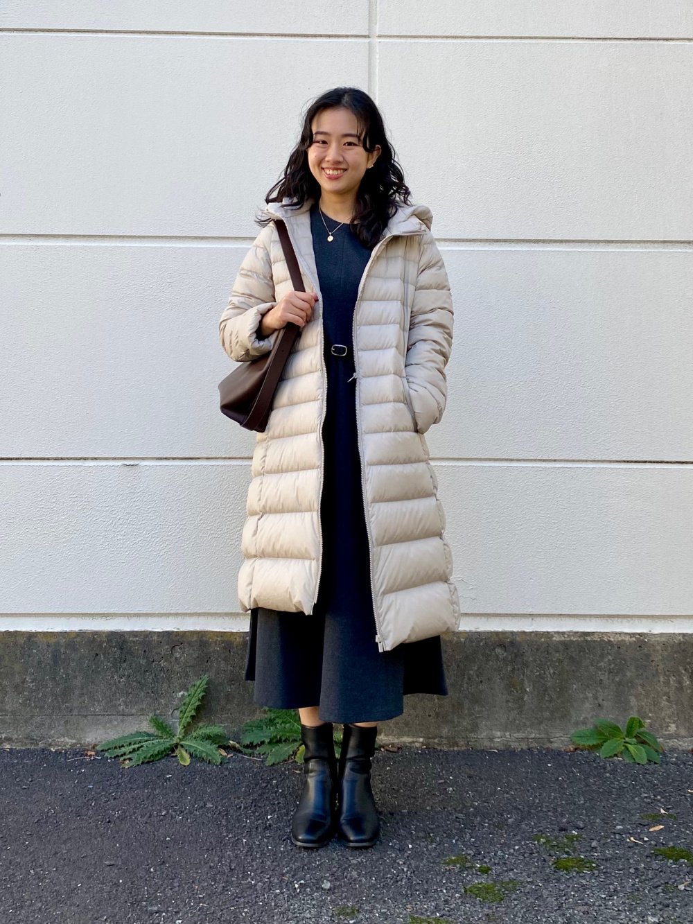 ブラッシュドジャージーワンピース、ウルトラライトダウンロングコート