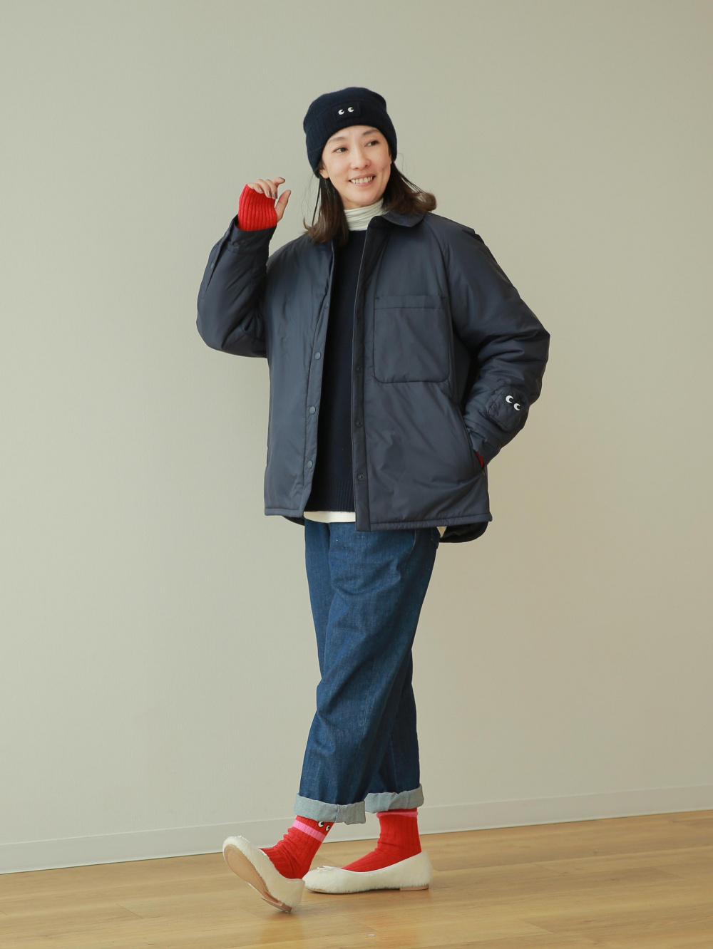 UNIQLO ANYAHINDMARCH パフテックシャツジャケット 紺 M UNIQLO ANYA