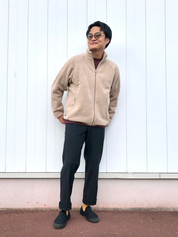 フリースジャケット、ソフトニットフリースクルーネックTの