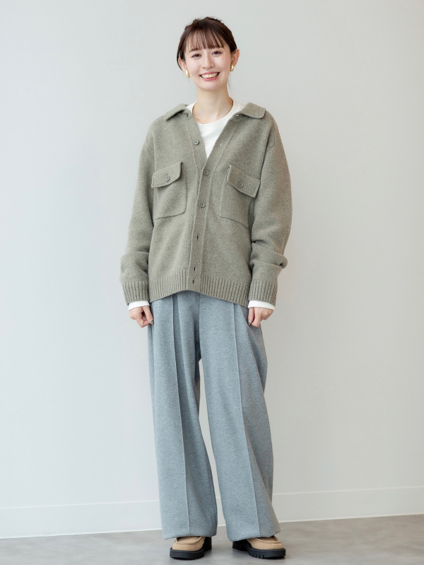 ラムニットジャケットのコーディネート・着用イメージ｜ユニクロ公式