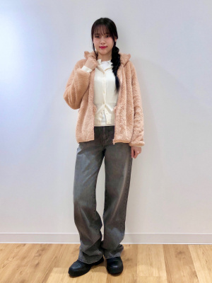 楽天市場】ボアジャケット ジップアップ ナイロン切替 ワッペン