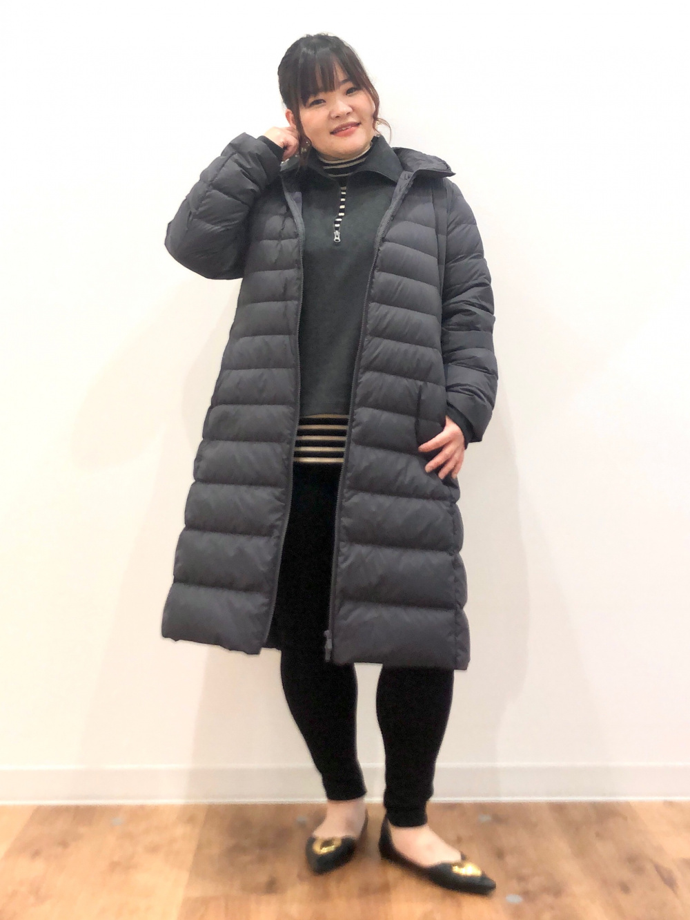 ウルトラライトダウンロングコート、ブラッシュドジャージープル