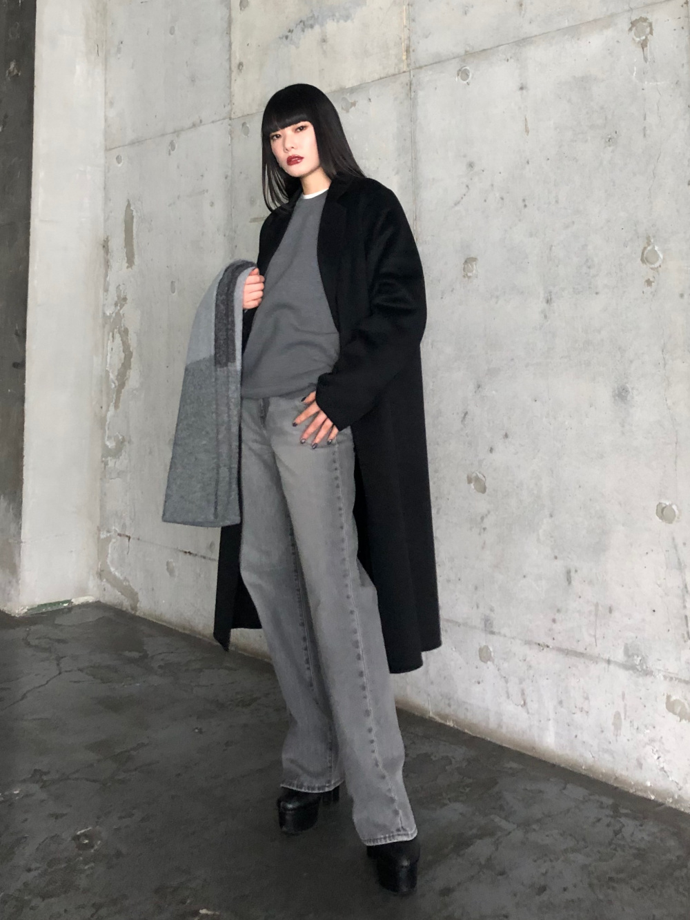 ソフトニットフリースクルーネックT、ラムニットジャケット」の
