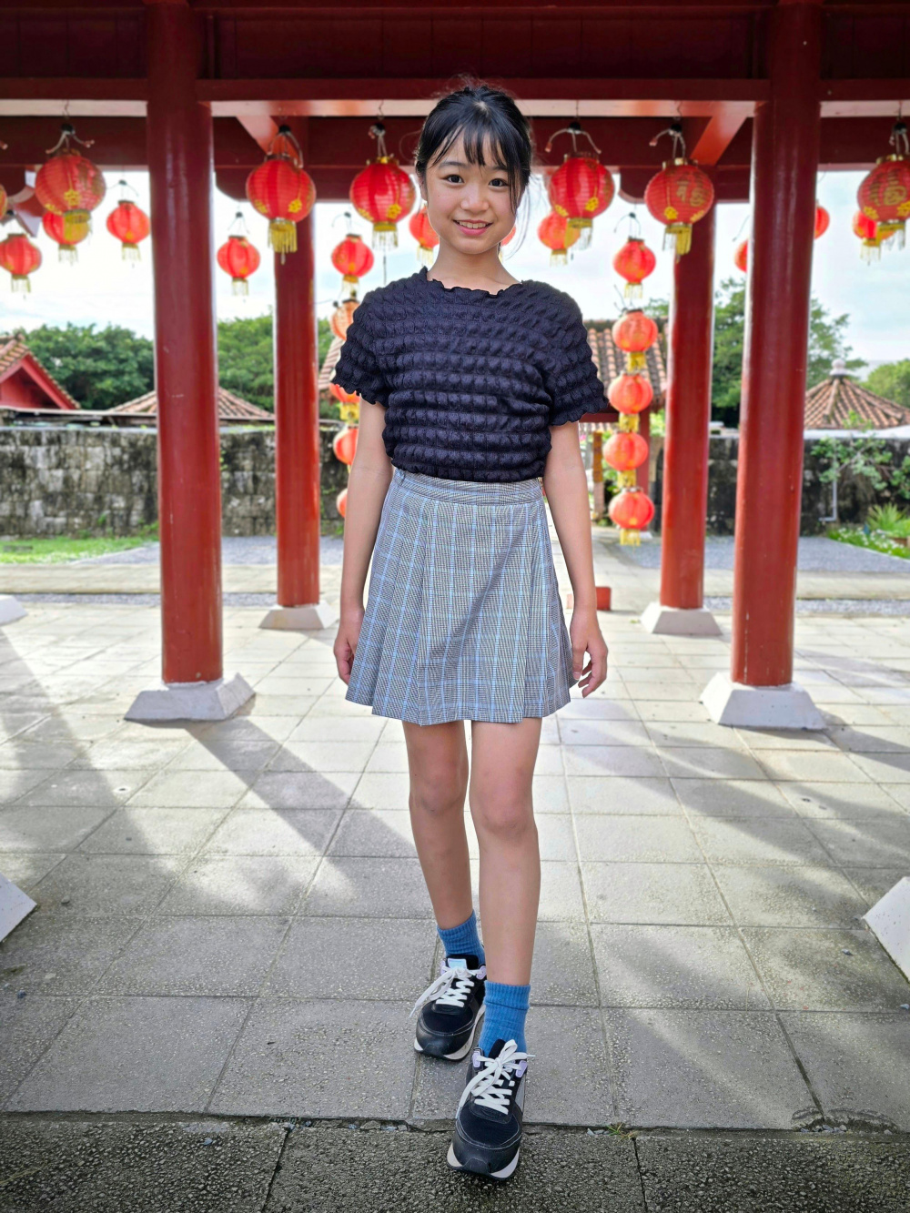 GIRLS チェックミニスコート」の着用コーディネート| ユニクロ公式