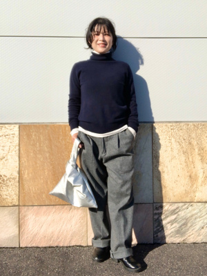 UNIQLO 完売モデル 472498 タックワイドパンツ ヘリンボーン M ユニクロ公式 | タックワイドパンツ（丈標準68～70cm）