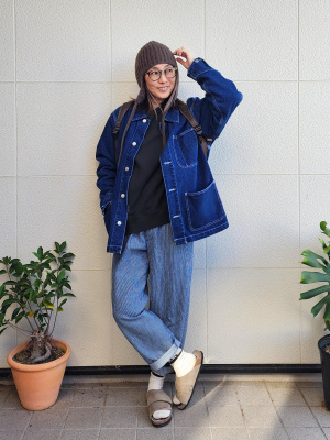 ユニクロ公式 | コットンリラックスアンクルパンツ/ヒッコリー