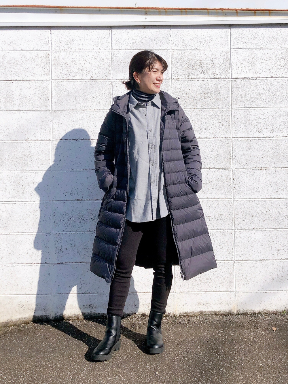 ウルトラライトダウンロングコート、超極暖ヒートテックレギンス/10分