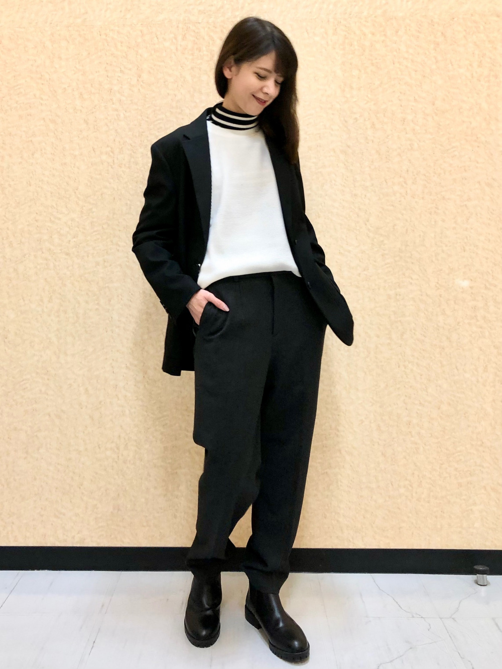 オーバーサイズジャケット、タックワイドパンツ」の着用コーディネート