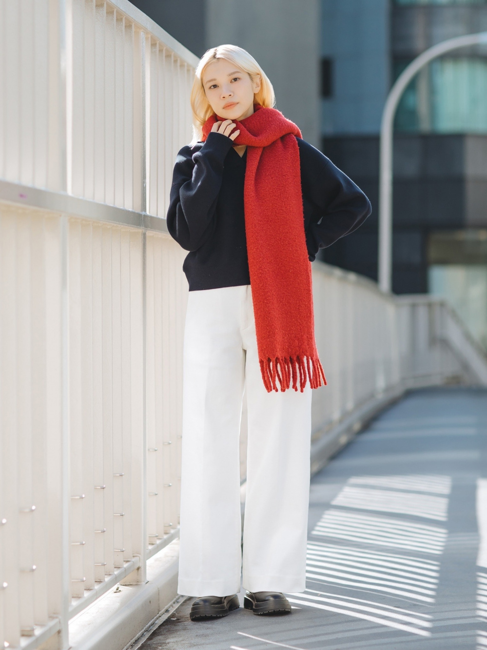 ユニクロ　スフレヤーンチャンキーストール　ピンク UNIQLO スフレヤーンチャンキーストール ピンクオンライン