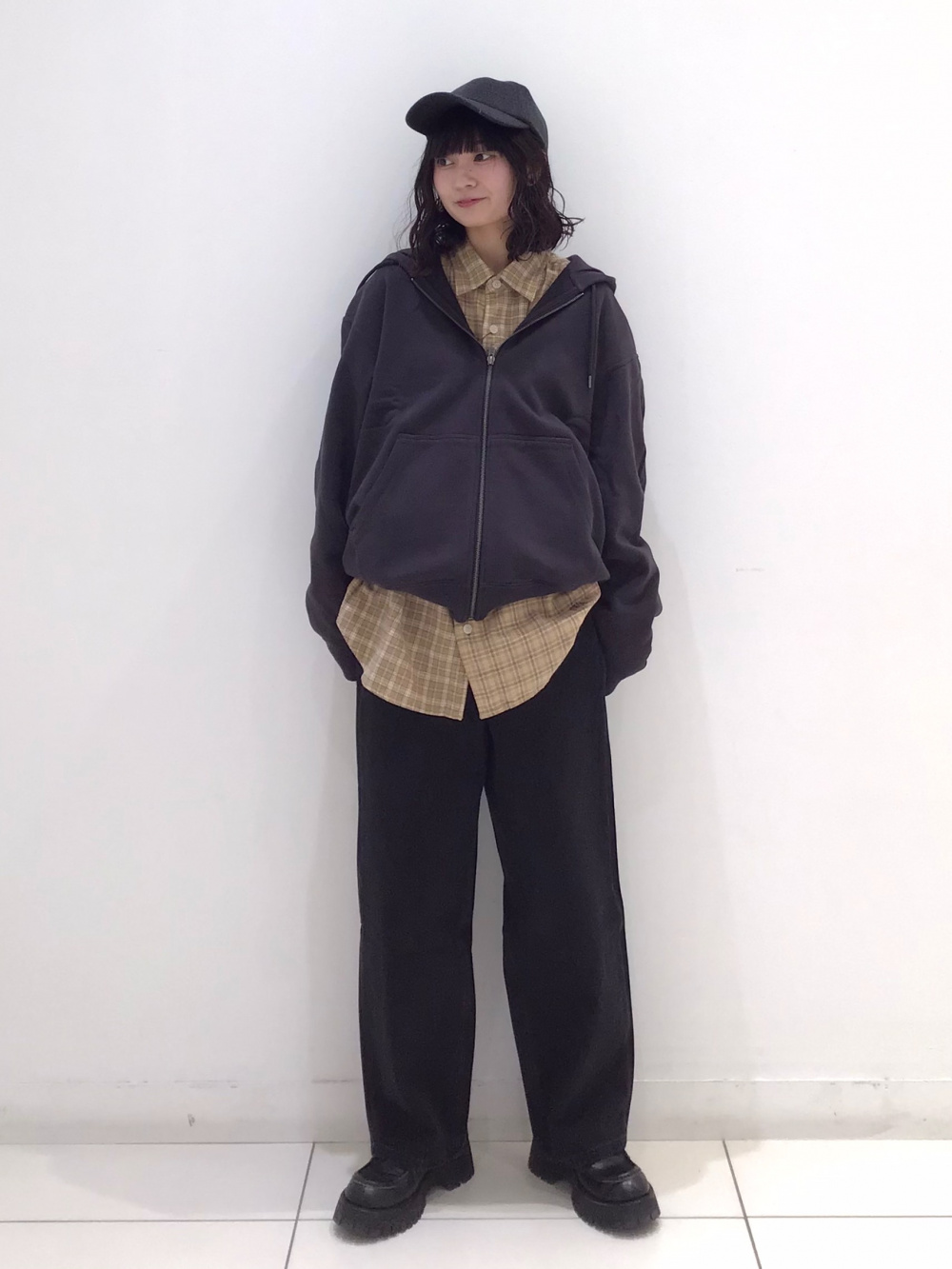 カシミヤクルーネックショートカーディガン、イージーワイド