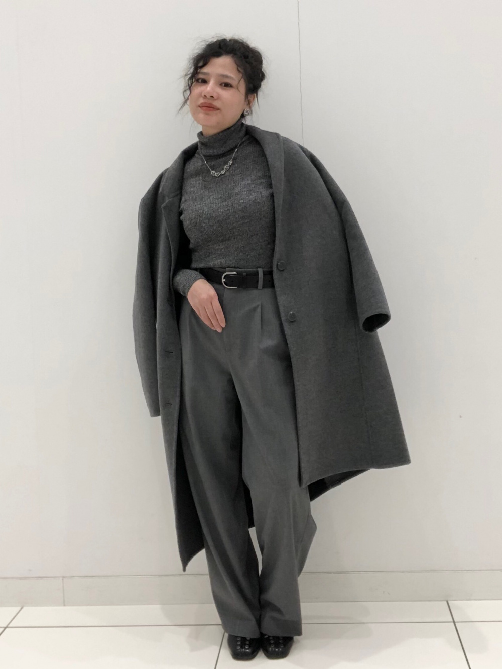 ダブルフェイスチェスターロングコート、ヒートテックスマートパンツ