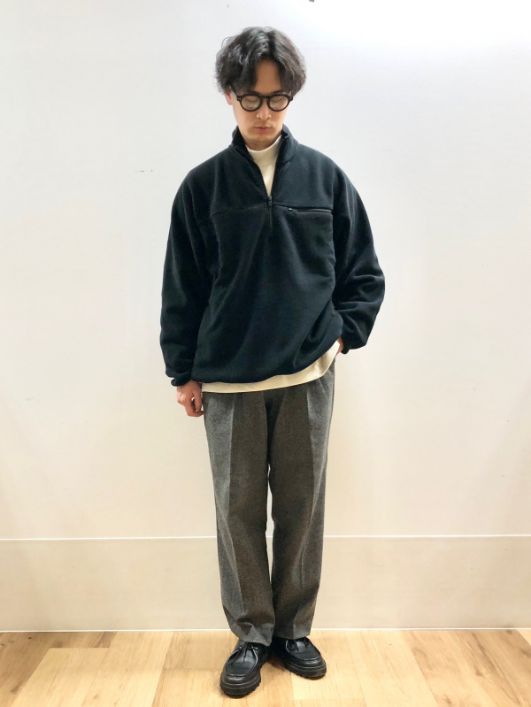 タックワイドパンツ/ヘリンボーンのコーディネート・着用イメージ