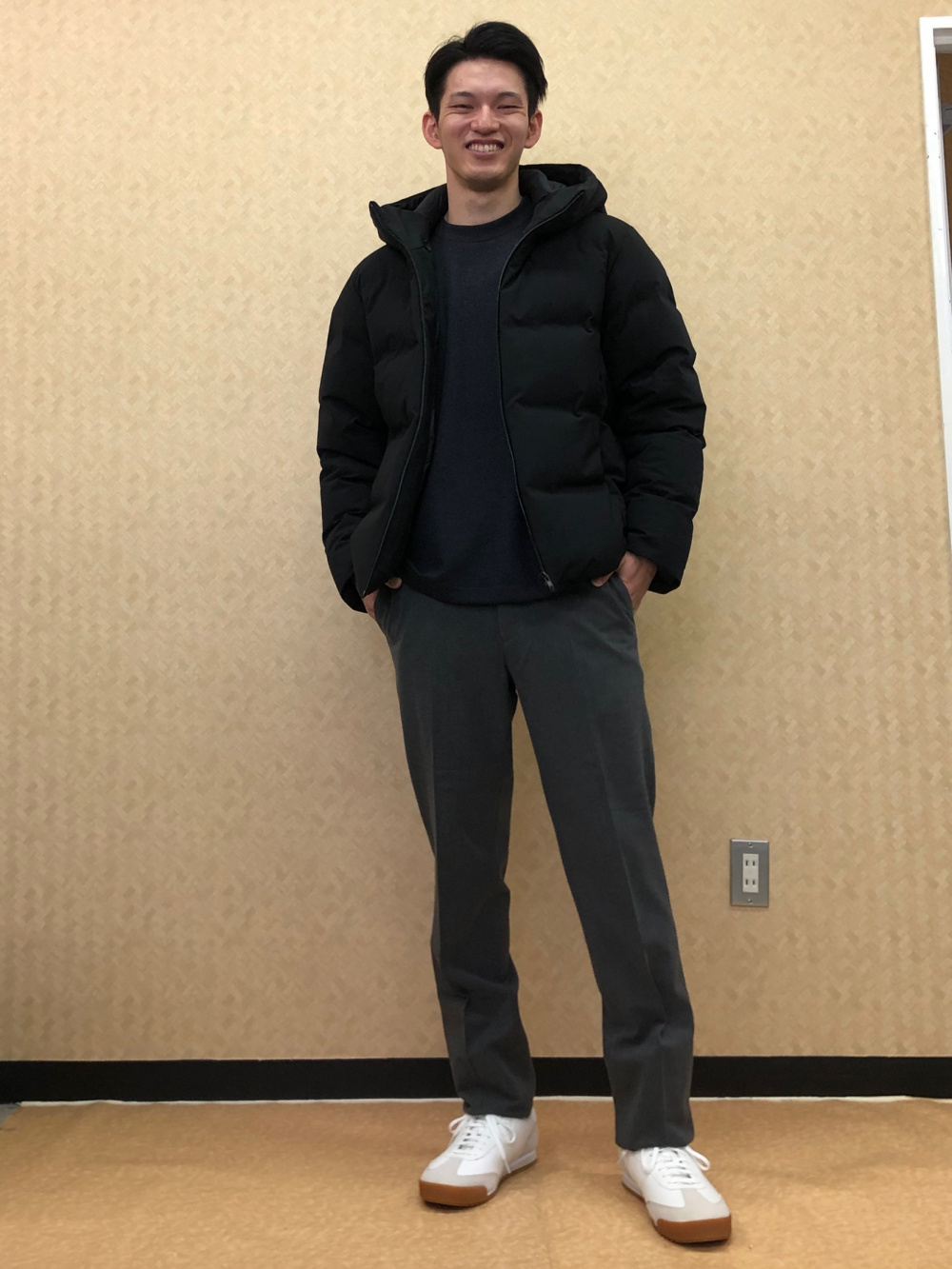 リサイクルハイブリッドダウンジャケット、ソフトニットフリースクルー