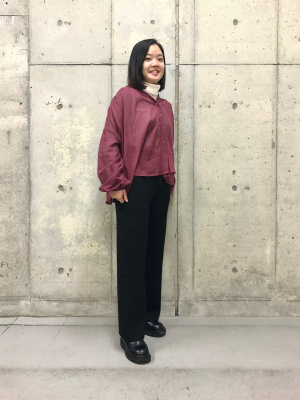 ユニクロ　ブラック　 ワッシャーコットンシャツ　Ｓ　コントワーデコトニエ UNIQLO】ユニクロ コントワー・デ・コトニエ サテンフリル