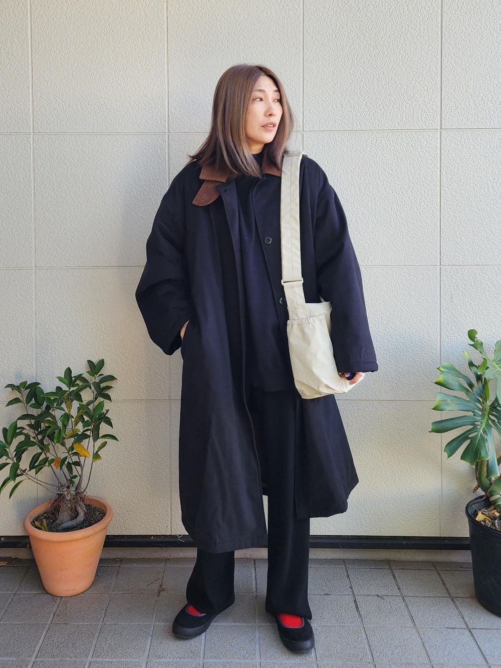 ウォッシャブルミラノリブニットパンツ」の着用コーディネート