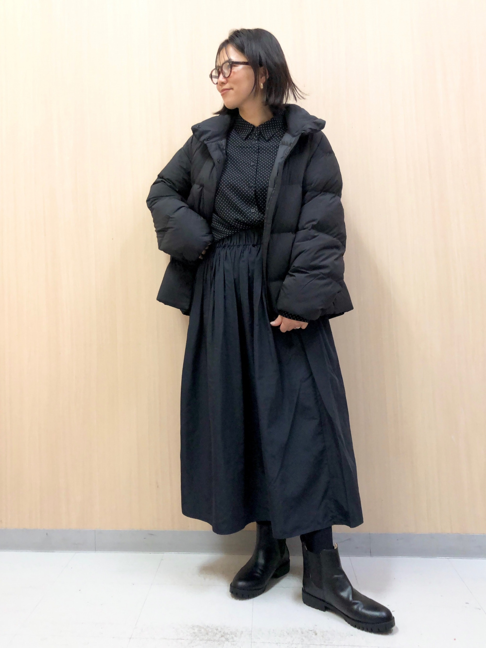 スフレヤーンワンピース、パウダーソフトダウンジャケット」の