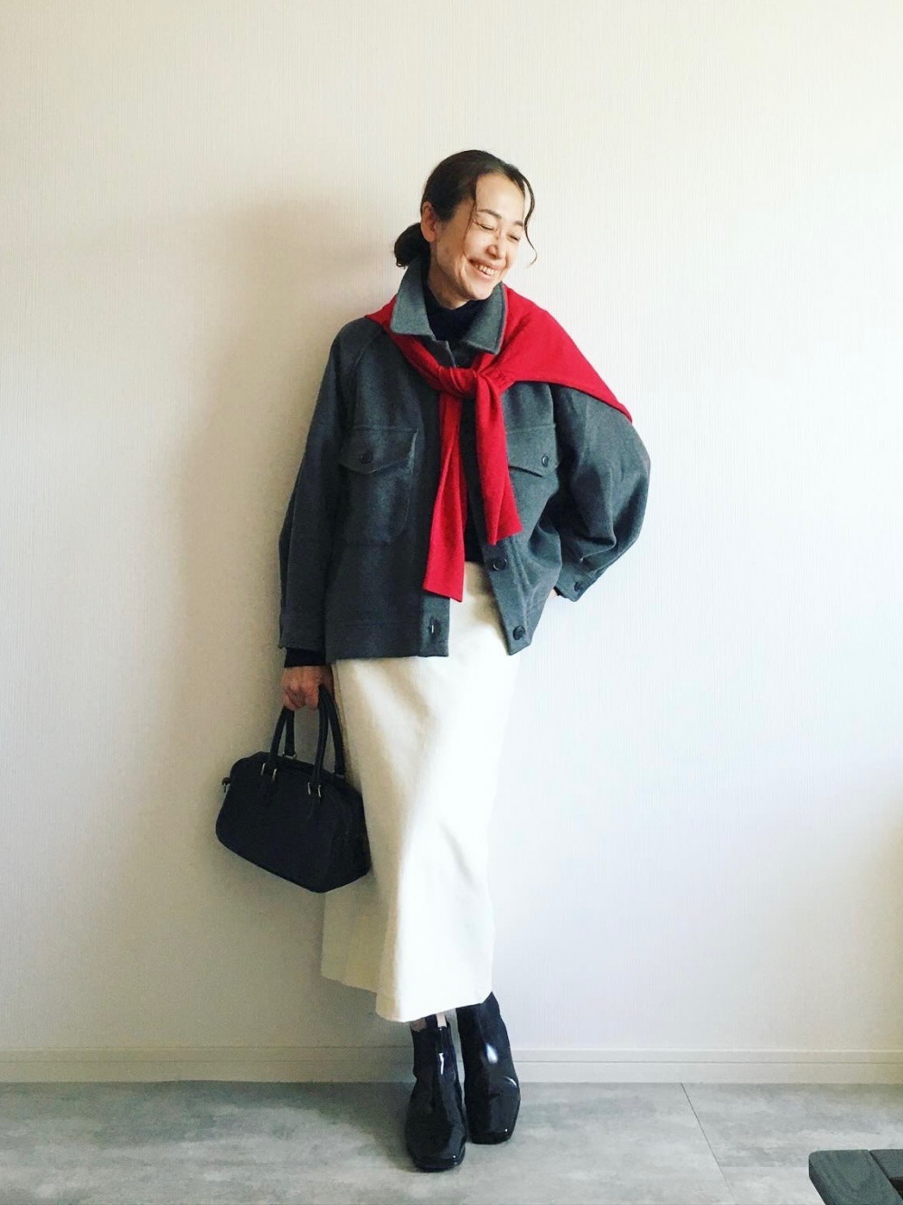 オーバーサイズジャケット、パフテックブルゾン」の着用コーディネート