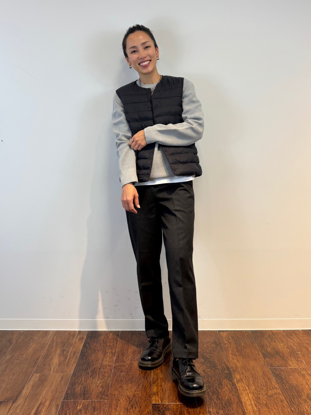 ブラッシュドジャージープルオーバー、ヒートテックスマートパンツ」の