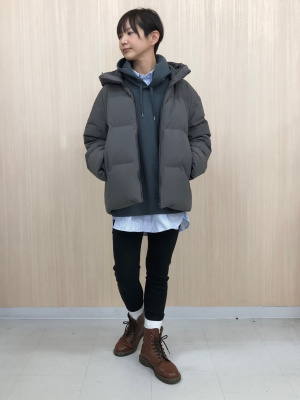 美品 ユニクロ 大きいサイズ シームレス ダウン ショートコート