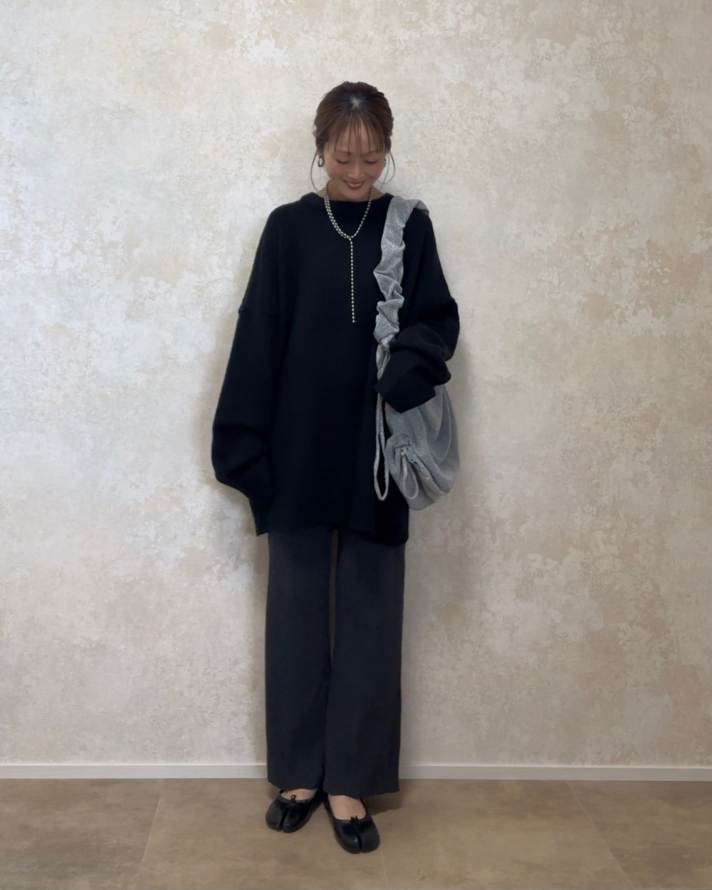 ワンショルダーリブパンツセットアップ
