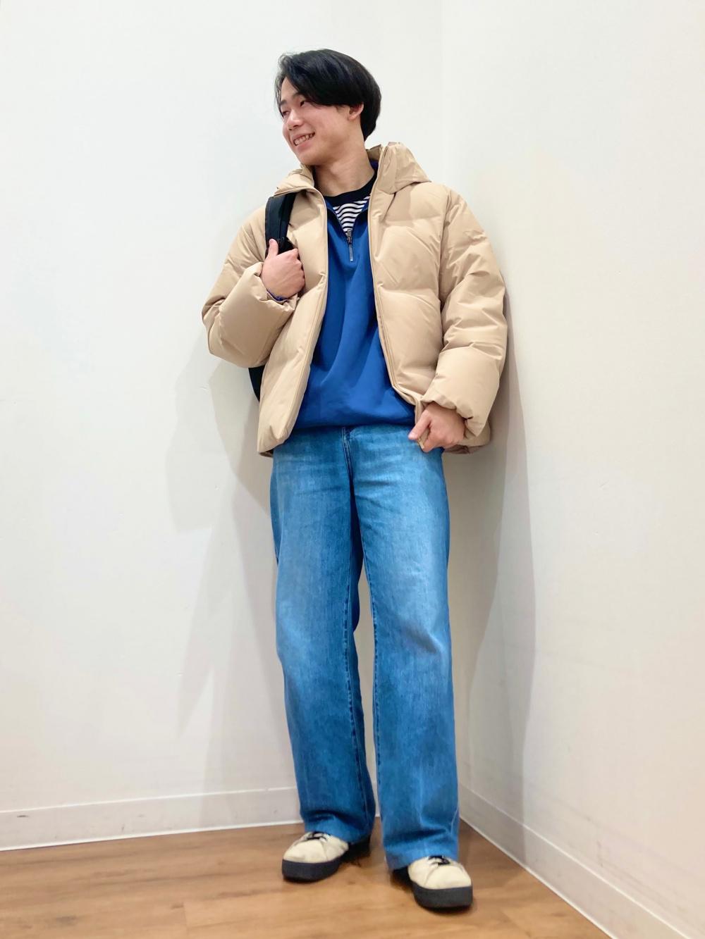 ドライスウェットワイドパンツ/丈長め、シングルカラーショート