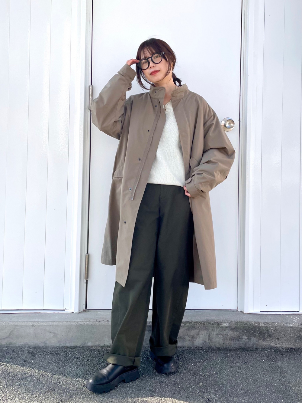 ジャンプスーツ、ウィンドプルーフ2WAYコート」の着用コーディネート