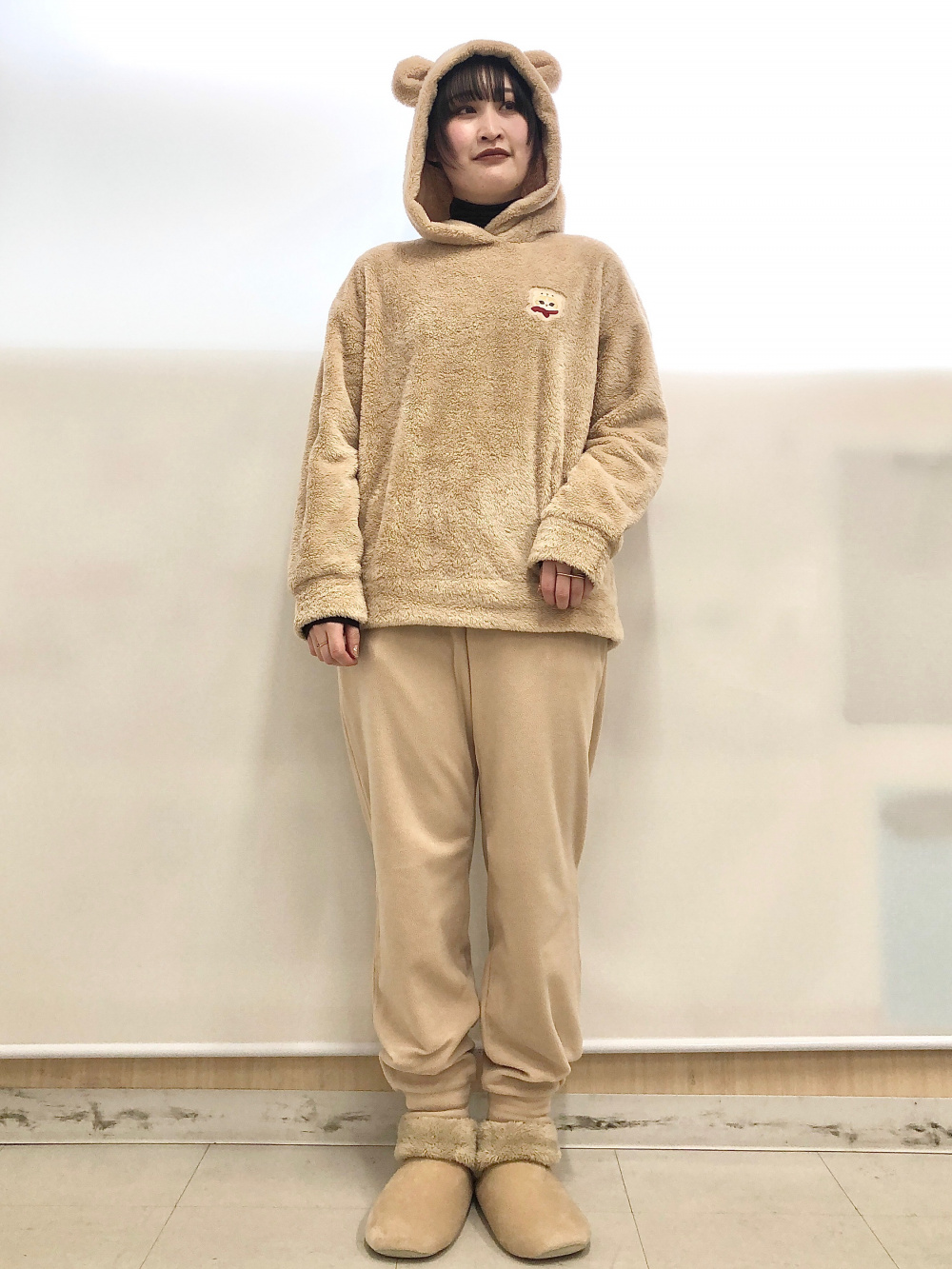 mofusand ファーリーフリースセット、フリースルームシューズ