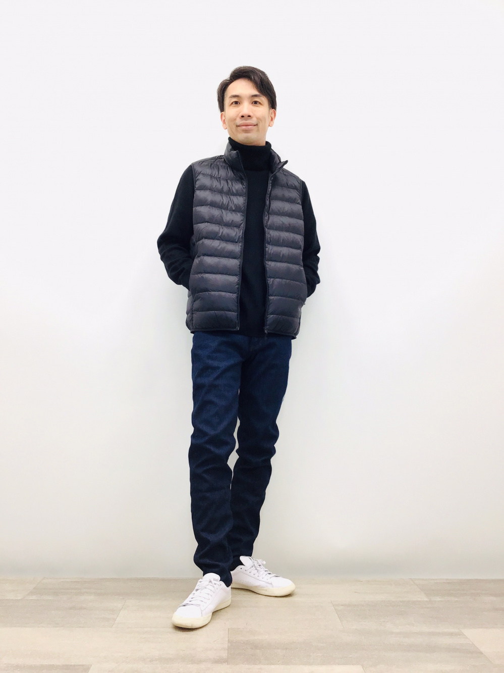 防風アウターフリースジャケット（長袖）、カシミヤタートルネック 