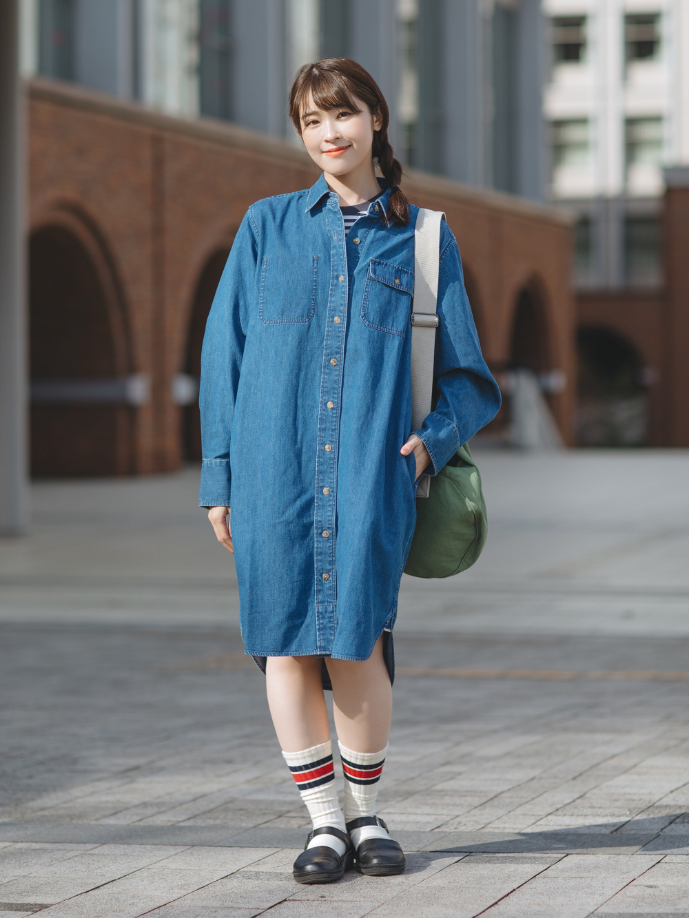 新品未使用　ユニクロ　JW ANDERSON デニム シャツワンピース M ユニクロ公式 | デニムシャツワンピース