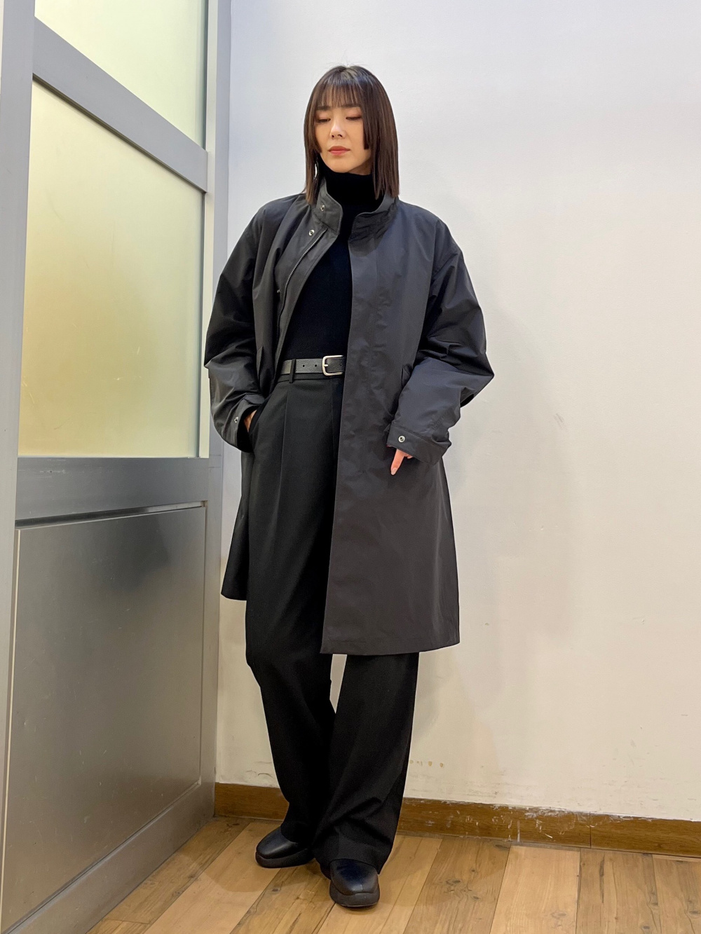 ウィンドプルーフ2WAYコート、カシミヤタートルネックセーター