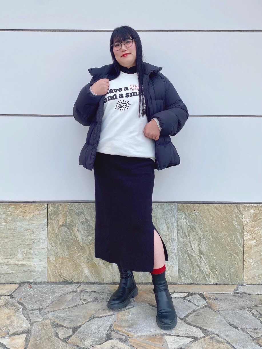 スフレヤーンワンピース、パウダーソフトダウンジャケット」の
