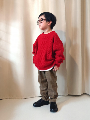 のぶきち商品 ユニクロ公式 | GIRLS タックワイドテーパードパンツ（チェック）