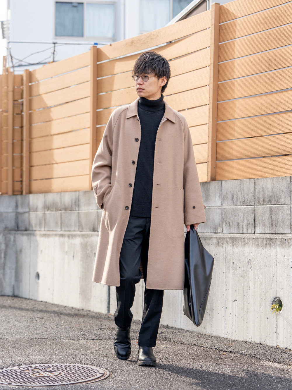 UNDERCOVER カシミヤ混 ニット切り替え チェスターコート ユニクロ公式 | カシミヤブレンドチェスターコート