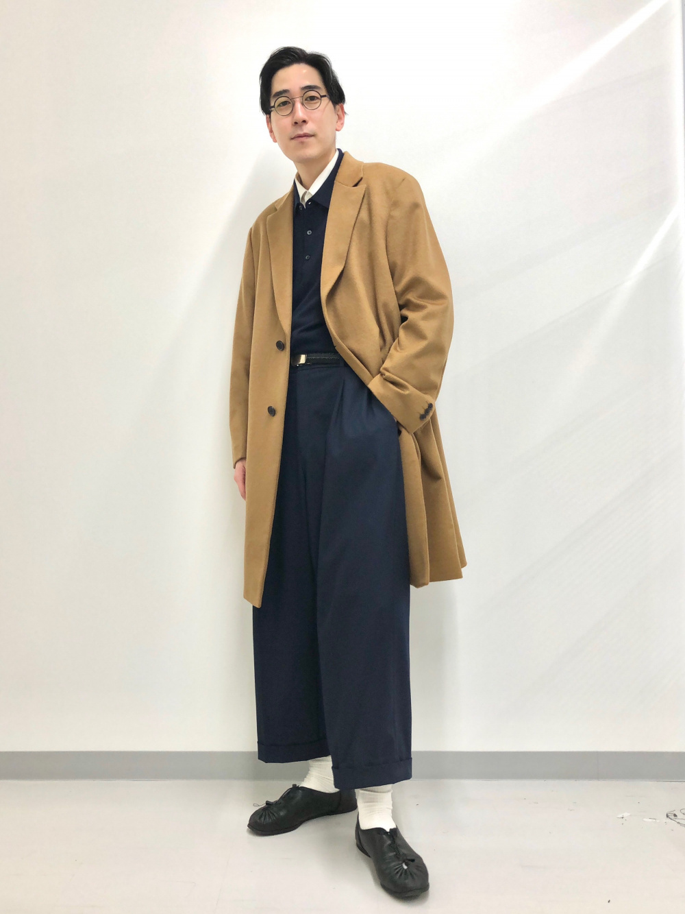 ウールカシミヤチェスターコート、ファインクロスオックスフォード