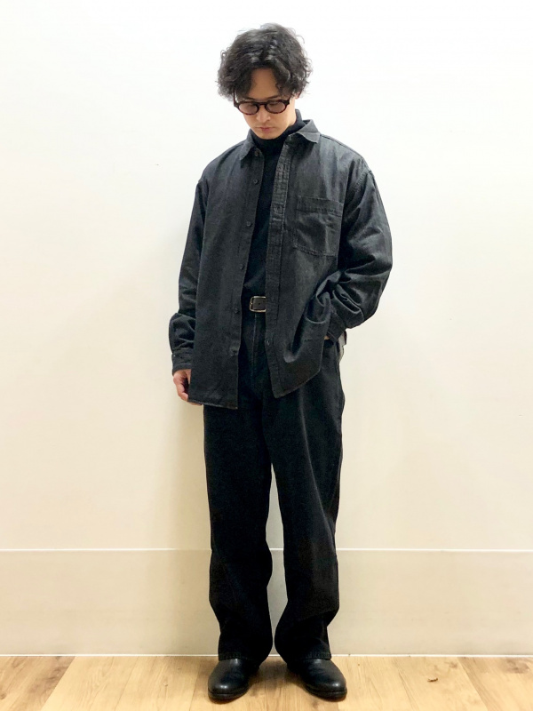 ソフトタッチタートルネックTシャツ、ブラッシュドツイルオーバー