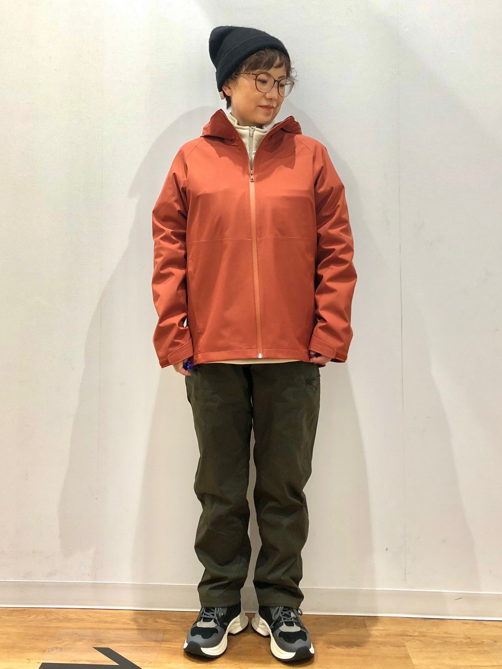 フリースジャケット、超極暖ヒートテッククルーネックT」の着用