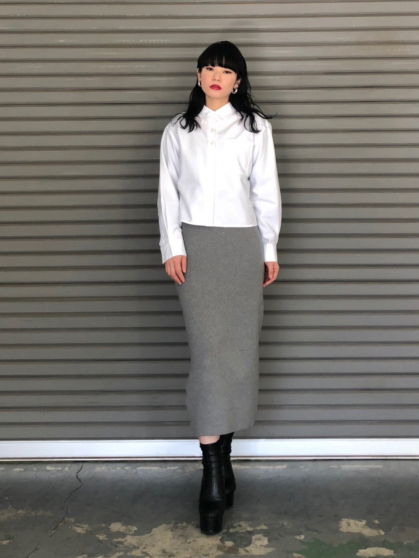 スムースコットンブレンドスカート（レディース）の着用