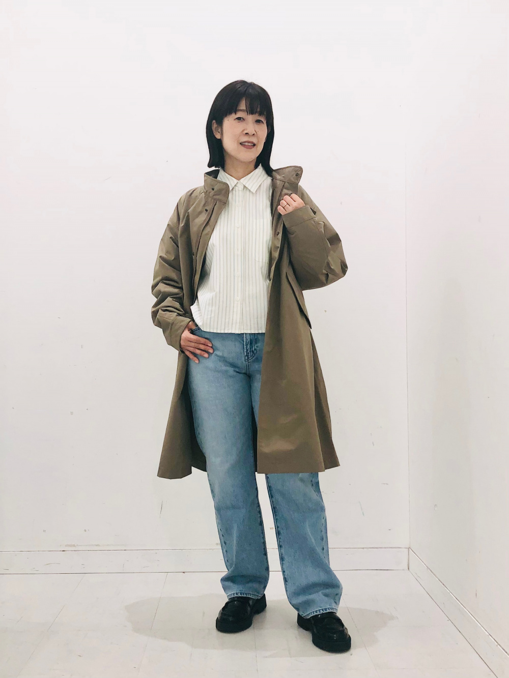 ウィンドプルーフ2WAYコート、オックスフォードシャツ/柄」の