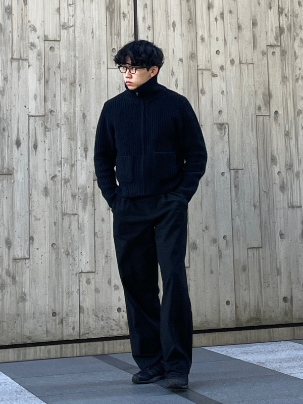 えむえむ ラムブレンドジップアップジャケット（レディース）の着用