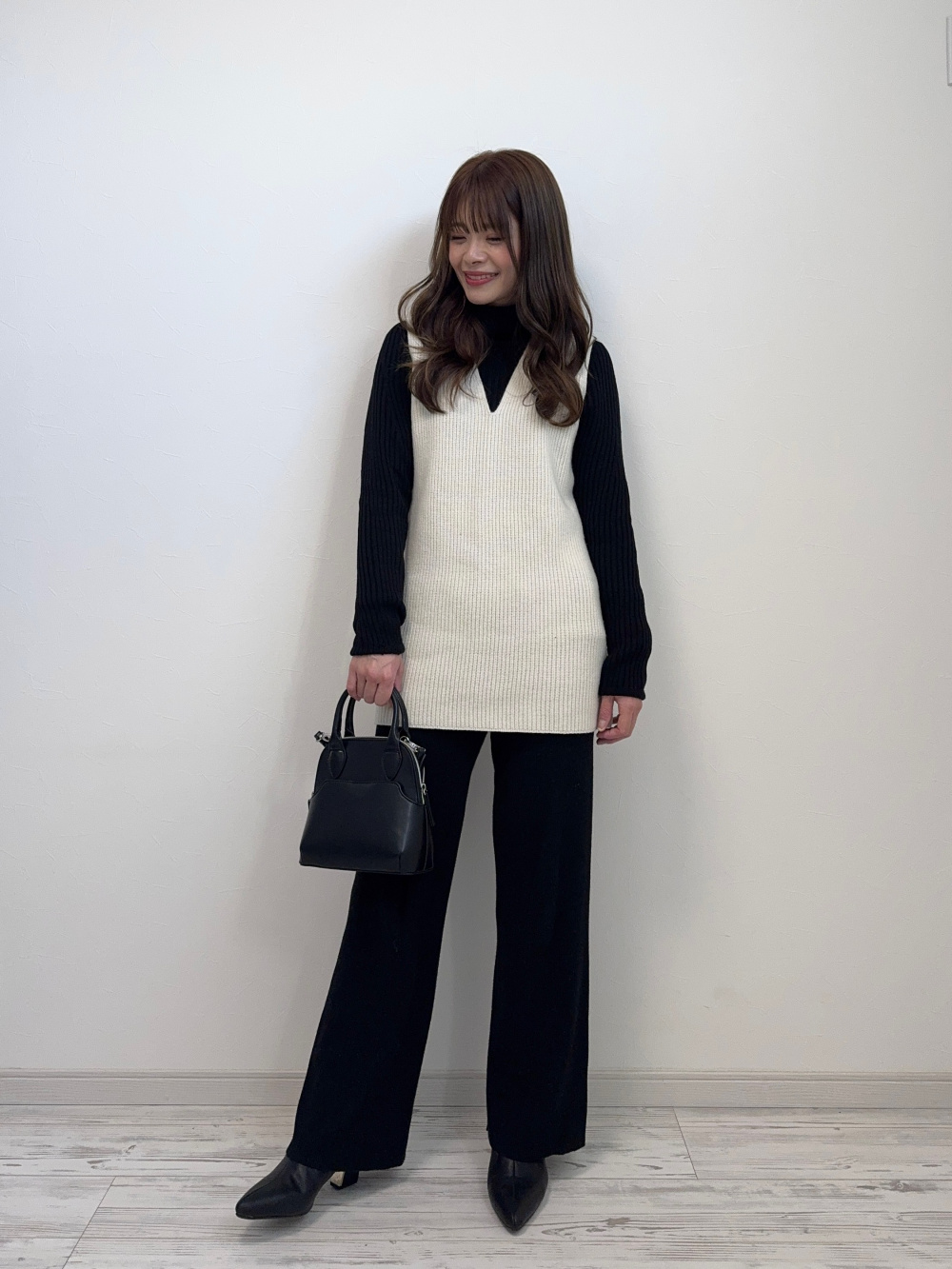 3Dメリノブレンドタートルネックセーター」の着用コーディネート