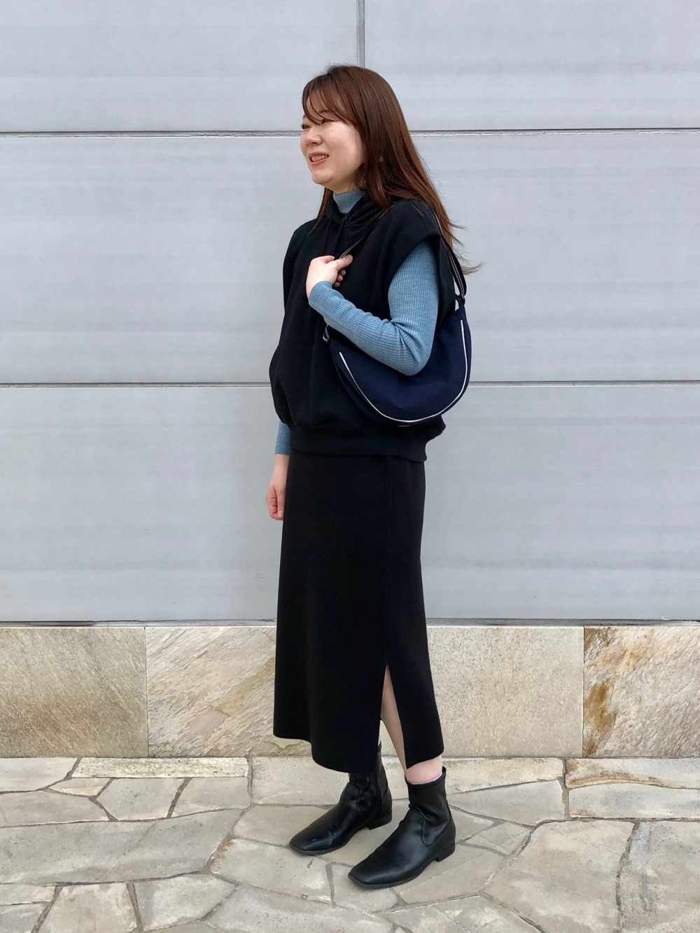 専用ページ UNIQLO リブタートル4点とショートニットJKおまとめ メリノリブタートルネックセーター」の着用コーディネート