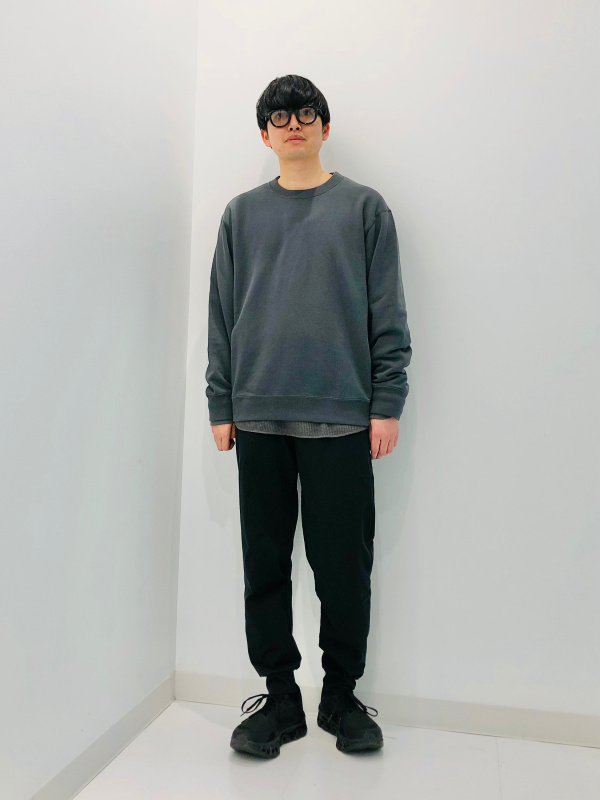 ワッフルヘンリーネックTシャツ/長袖、デニムオーバーシャツの