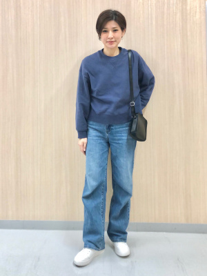 ★ JEANS★ ボクシークロップスウェットシャツ ユニクロ公式 | ボクシースウェットシャツ