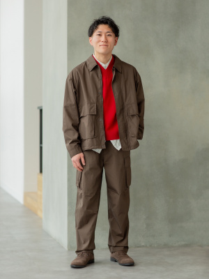 【美品】ユニクロUNIQLOコットンショートブルゾン34ブラウンM475403 ユニクロ公式 | コットンショートブルゾン