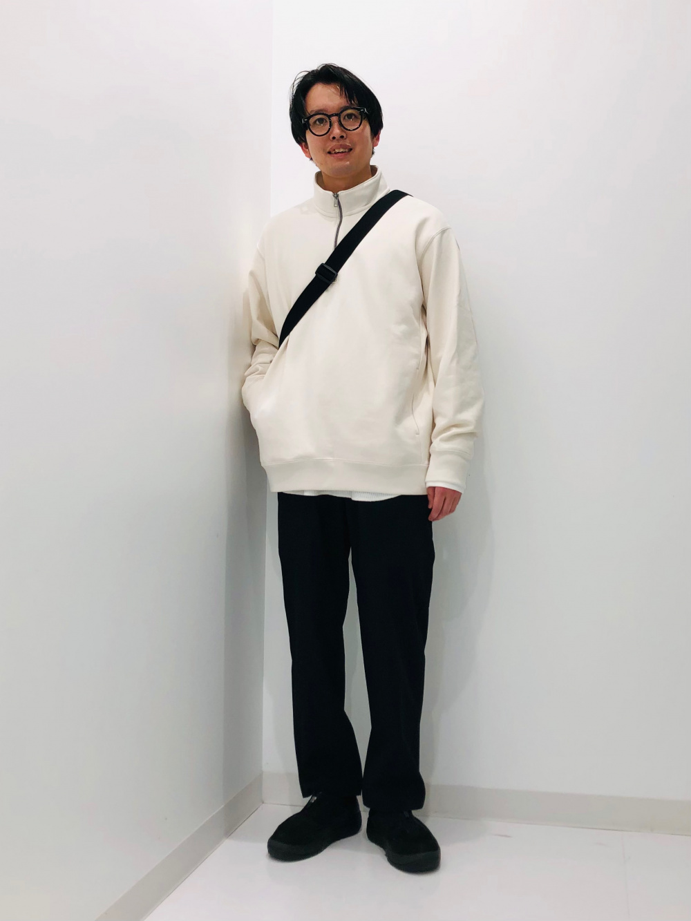 ドライスウェットワイドパンツ/丈長め、シングルカラーショート