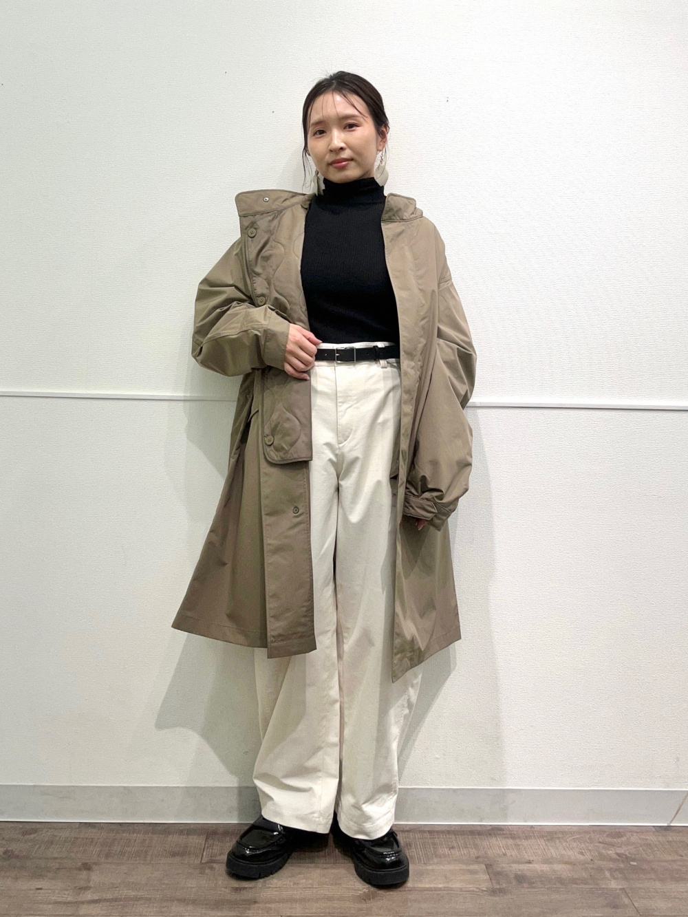 美品 UNIQLO ユニクロ ウィンドプルーフ2WAYコート 黒 M ウィンド