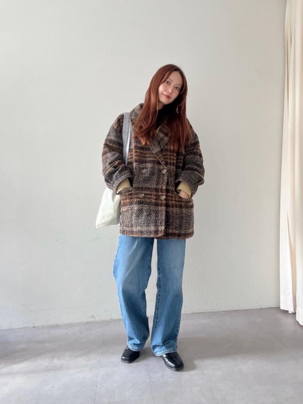 ヒートテックボアスウェットパンツ、リブハイネックTのコーディネート