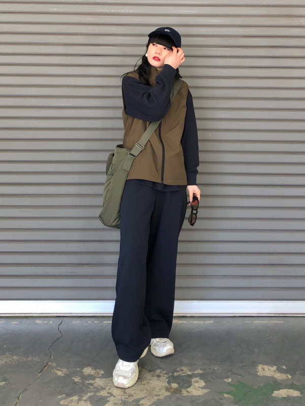 ワッフルT/長袖、タックワイドパンツ（丈標準68～70cm）の